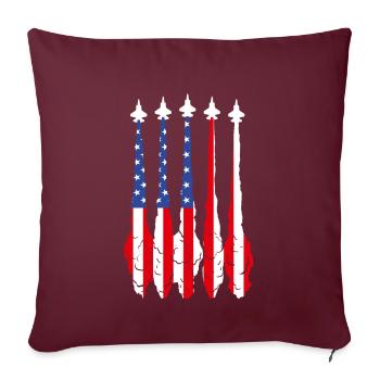 American Flag USA Airplane Jet Fighter 4th July Pa - Sofakissen mit Füllung 45 x 45 cm - Burgunderrot - Vorne