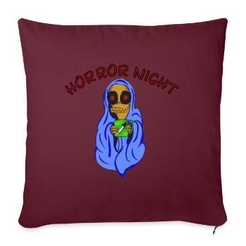 Nuit d’horreur Mignon Confortable Monstre Soirée cinéma - Coussin et housse de 45 x 45 cm - bordeaux - Devant