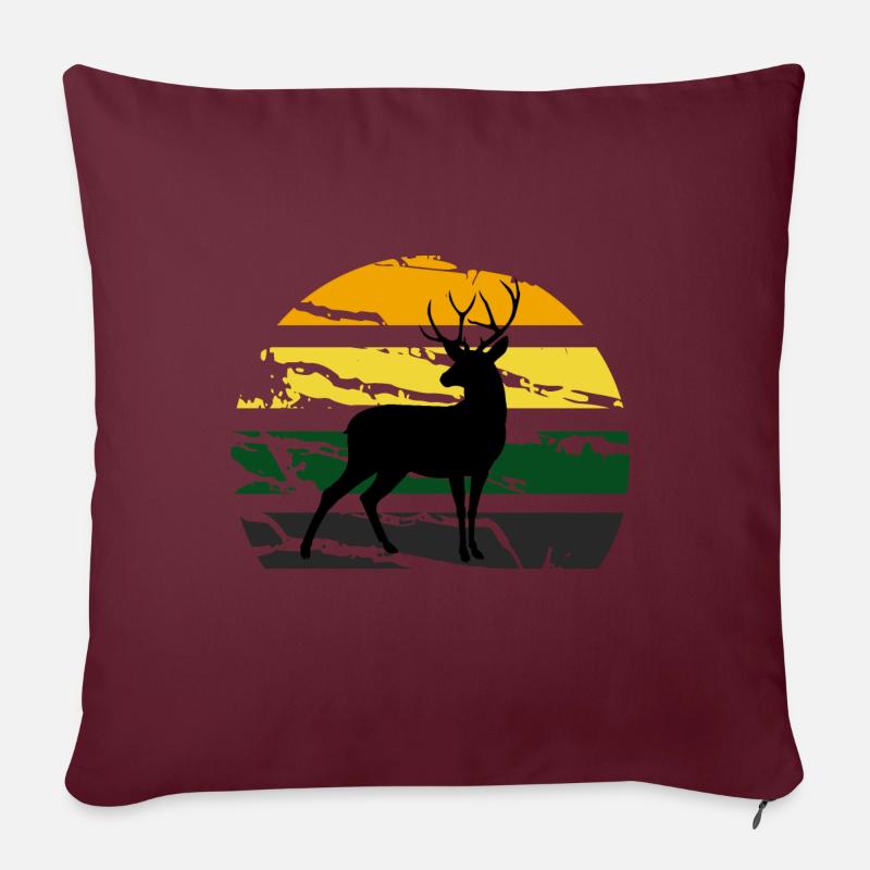 Hirsch - Sofakissen mit Füllung 45 x 45 cm - Burgunderrot