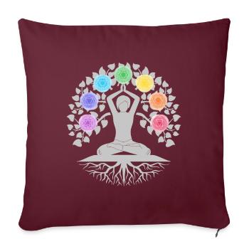 Chakra Lebensbaum - Sofakissen mit Füllung 45 x 45 cm - Burgunderrot - Vorne