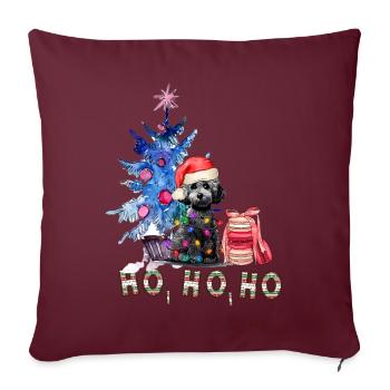 Weihnachtshund Pudel - Sofakissen mit Füllung 45 x 45 cm - Burgunderrot - Vorne