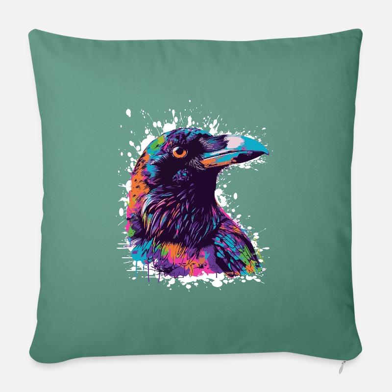 Rabe Tier Vogel - Sofakissen mit Füllung 45 x 45 cm - Tanngrün