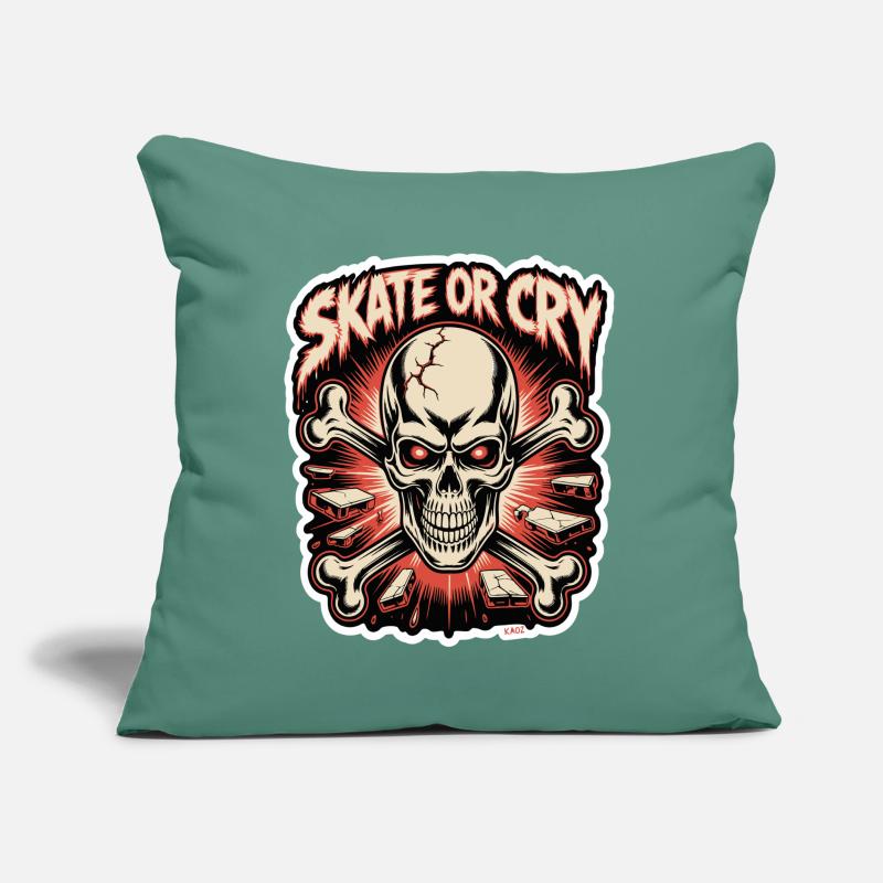 Skate- oder Cry-Skull-Tee-Design Sofakissen mit Füllung 45 x 45 cm