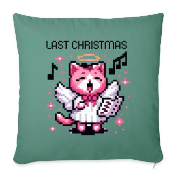 WITZIGE LAST CHRISTMAS ENGEL KATZE RETRO - Sofakissen mit Füllung 45 x 45 cm - Tanngrün - Vorne