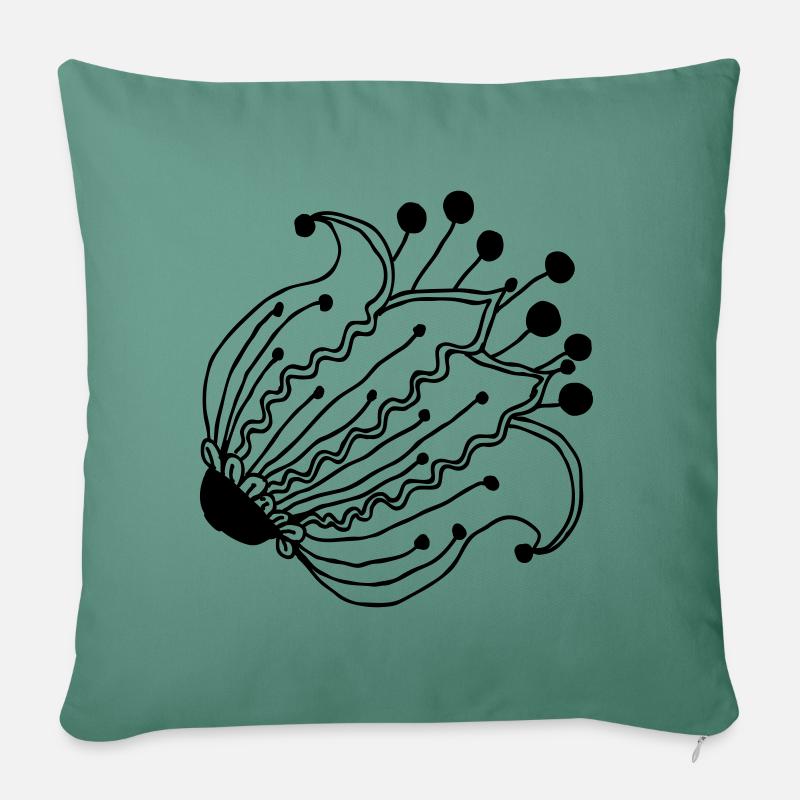 Blütenknospe Blume - Sofakissen mit Füllung 45 x 45 cm - Tanngrün
