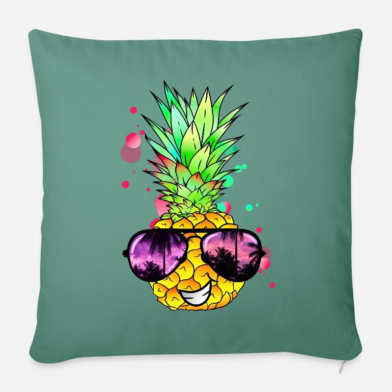 Ananas cool bunt spritzig - Sofakissen mit Füllung 45 x 45 cm - Tanngrün