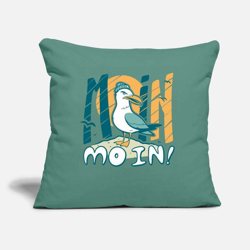 Moin Möwe in Mütze Ostsee und Nordsee Sprüche Sofakissen mit Füllung 45 x 45 cm