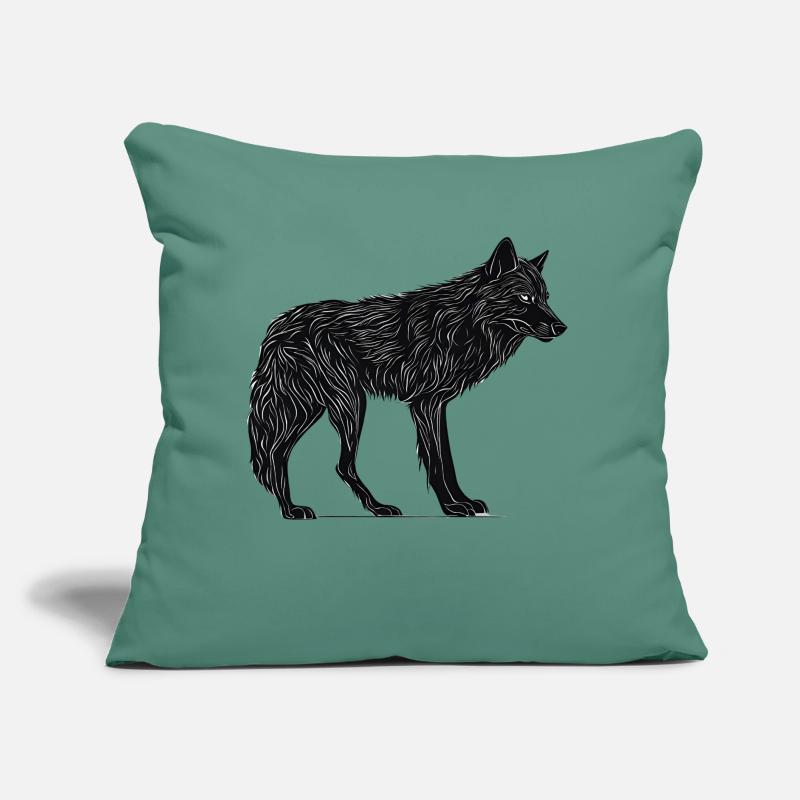 Wilder Wolf - Schwarzer Wolf T-Shirt oder Pullover Sofakissen mit Füllung 45 x 45 cm