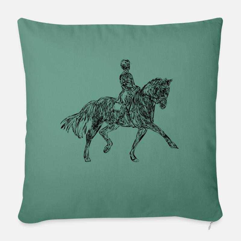 Pferd - Sofakissen mit Füllung 45 x 45 cm - Tanngrün