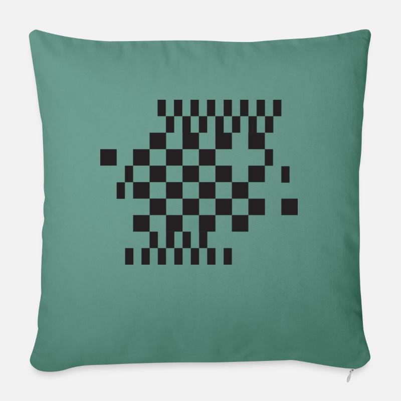 Conception géométrique de l’échiquier - Coussin et housse de 45 x 45 cm - vert sapin