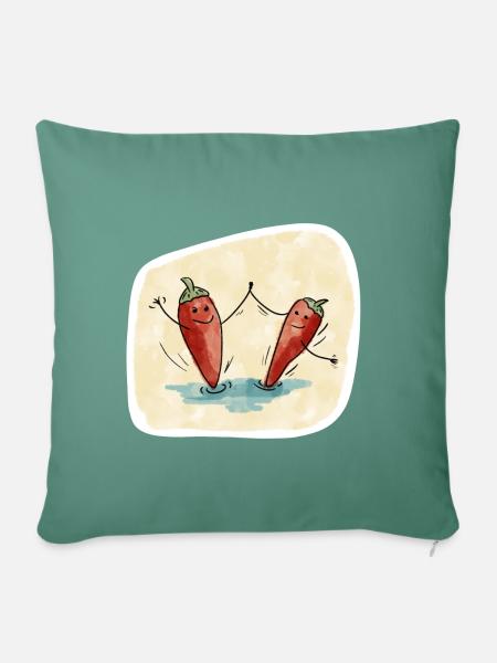 Chilischoten tanzen Tango - Sofakissen mit Füllung 45 x 45 cm - Tanngrün