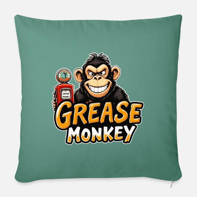 GreaseMonkey Grins-Mechaniker - Sofakissen mit Füllung 45 x 45 cm - Tanngrün
