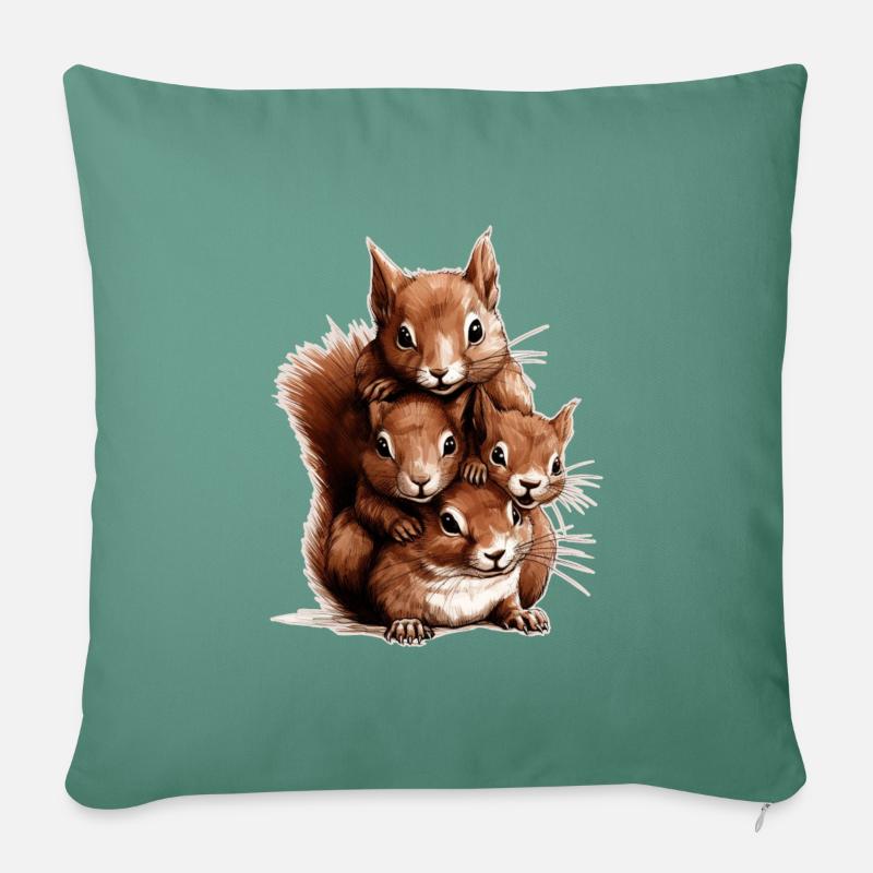 Eichhörnchen - Sofakissen mit Füllung 45 x 45 cm - Tanngrün