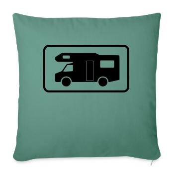 Camper Sign Traffic Sign Camping - Sofa pillow with filling 45cm x 45cm - cypress green - Front