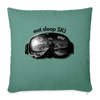 Eat Sleep Snowboard Repeat - Sofa pillow with filling 45cm x 45cm - cypress green - Front