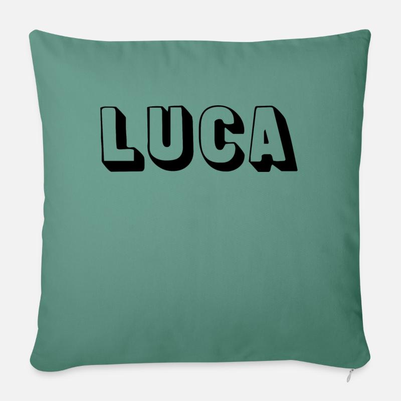 Nom - Luca - Coussin et housse de 45 x 45 cm - vert sapin