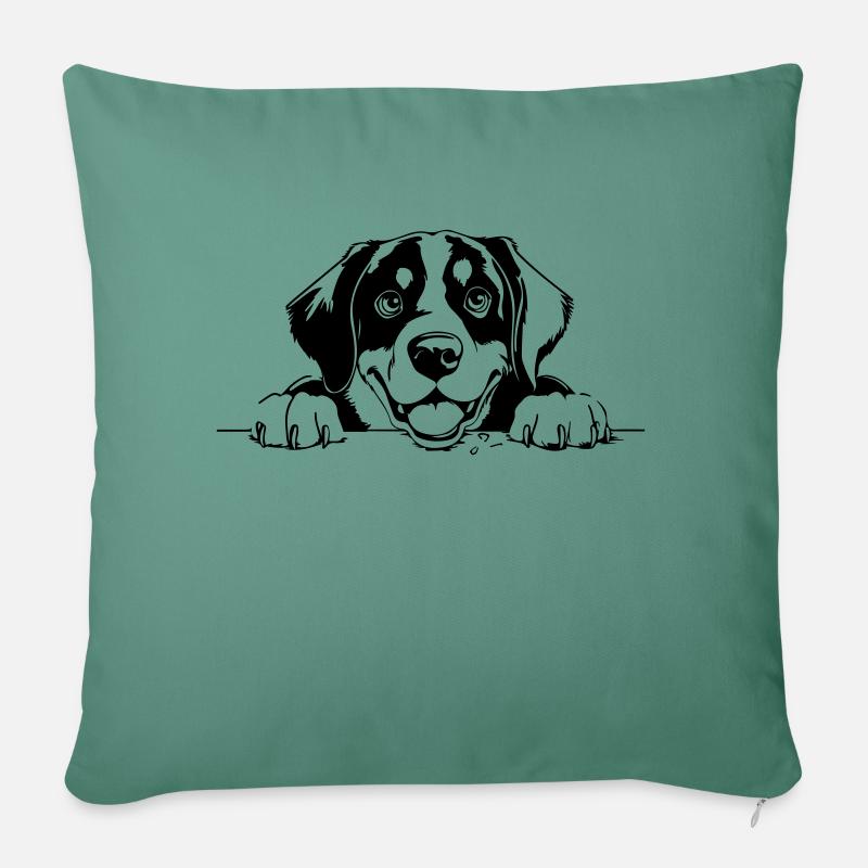 Großer Schweizer Sennenhund - Sofakissen mit Füllung 45 x 45 cm - Tanngrün
