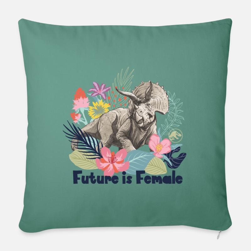 Jurassic World Styracosaurus Design De Fleurs - Coussin et housse de 45 x 45 cm - vert sapin