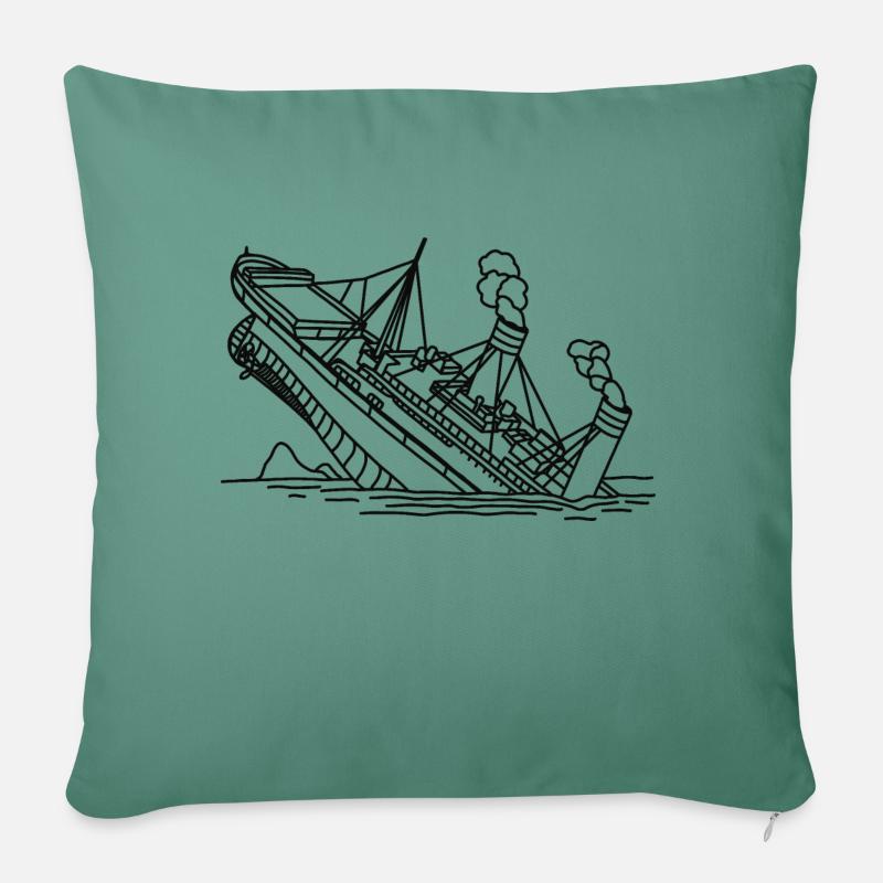 Le naufrage - Coussin et housse de 45 x 45 cm - vert sapin