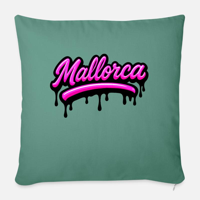 Mallorca Graffiti - Sofakissen mit Füllung 45 x 45 cm - Tanngrün
