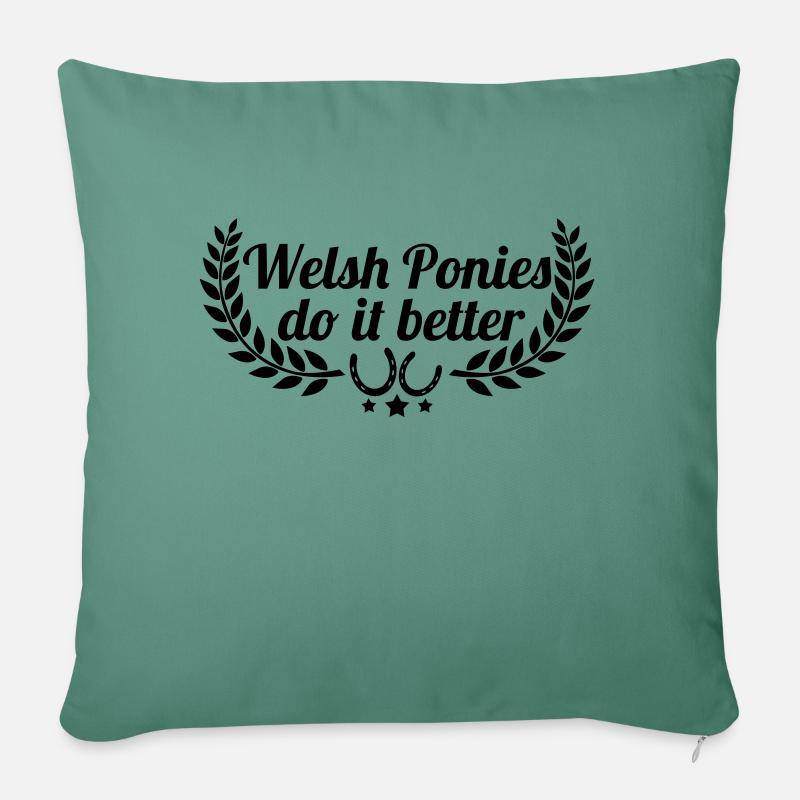 Welsh Ponies - Sofa pillow with filling 45cm x 45cm - cypress green