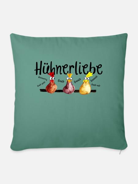 Hühnerliebe - Sofakissen mit Füllung 45 x 45 cm - Tanngrün