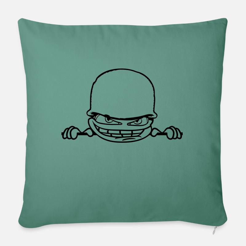 mur mur visage tête soldat camouflage ar ar - Coussin et housse de 45 x 45 cm - vert sapin