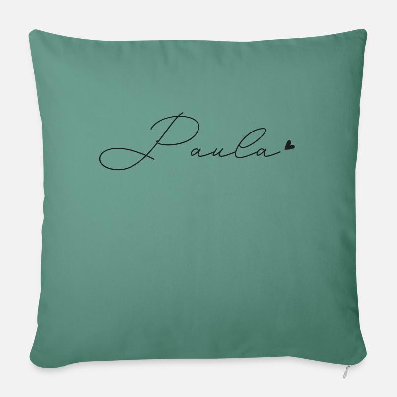Name Paula - Sofakissen mit Füllung 45 x 45 cm - Tanngrün