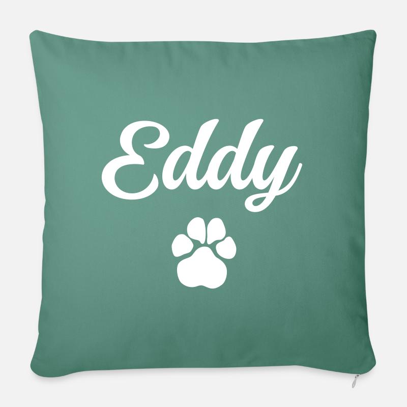 Hundename EDDY mit Pfote - Sofakissen mit Füllung 45 x 45 cm - Tanngrün