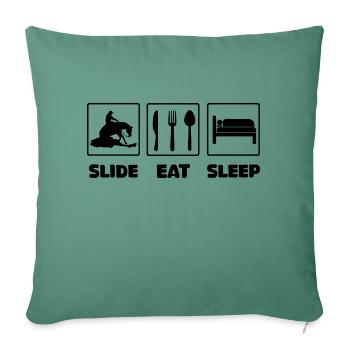 Slide eat sleep Westernreiter Shirt - Sofakissen mit Füllung 45 x 45 cm - Tanngrün - Vorne