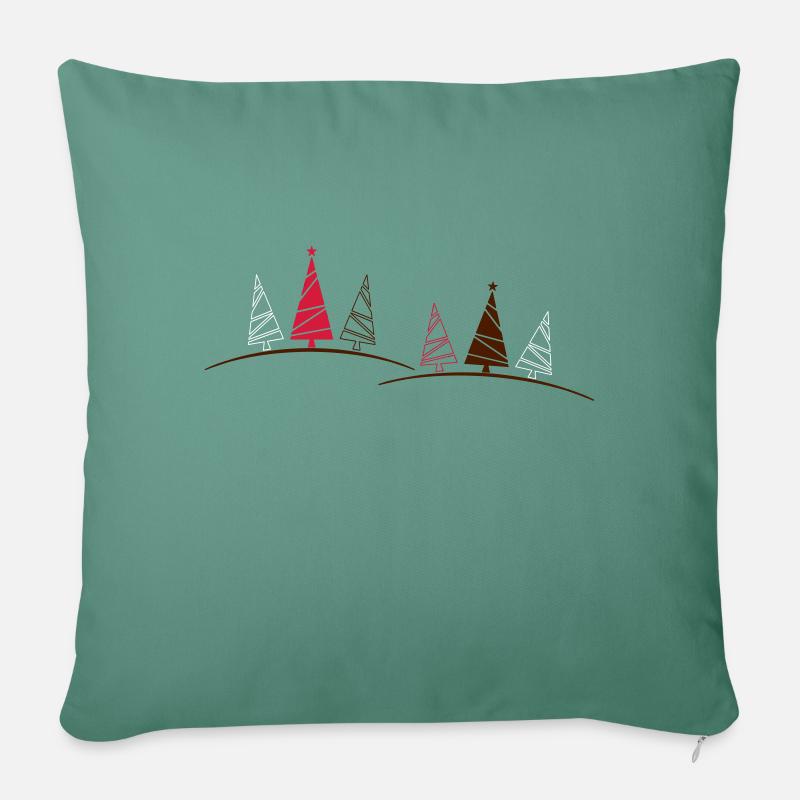 Weihnachtsbäume - Sofakissen mit Füllung 45 x 45 cm - Tanngrün