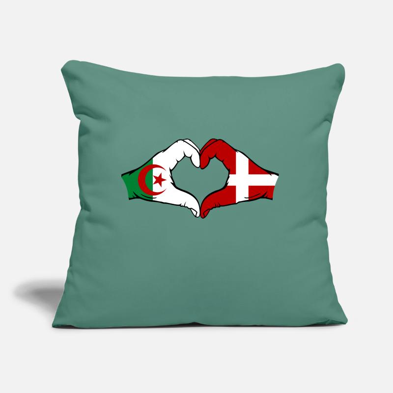 Algérie Danemark Drapeau Mains Coeur Forme Coussin et housse de 45 x 45 cm