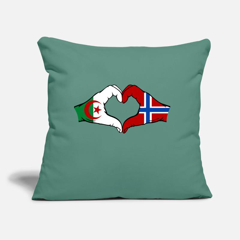 Algerien Norwegen Flagge Haende Herzform Sofakissen mit Füllung 45 x 45 cm