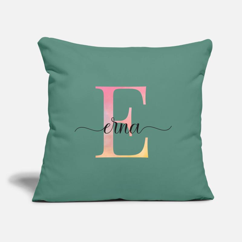 E| Monogramme | Nom | Erna|Aquarelle Coussin et housse de 45 x 45 cm