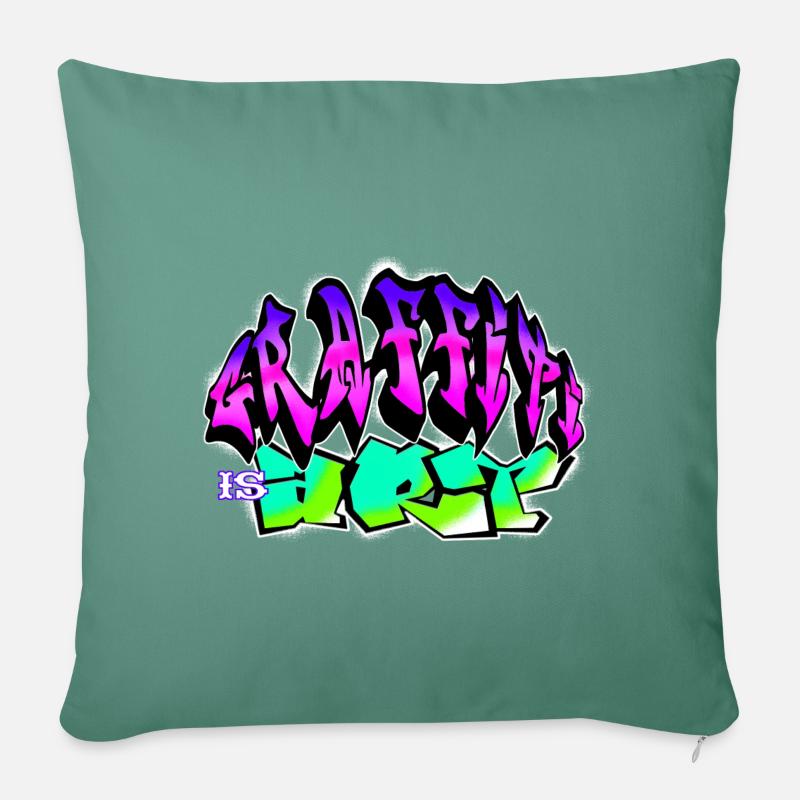 Graffiti is Art art coloré graffito slogan - Coussin et housse de 45 x 45 cm - vert sapin
