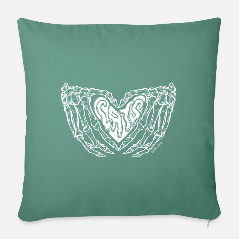 Conception de chats squelettes gothiques - Coussin et housse de 45 x 45 cm - vert sapin