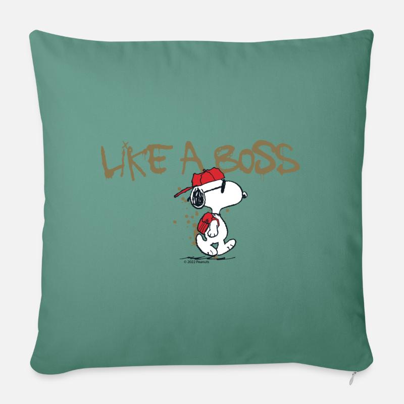 Peanuts Snoopy Like A Boss Cooler Spruch - Sofakissen mit Füllung 45 x 45 cm - Tanngrün