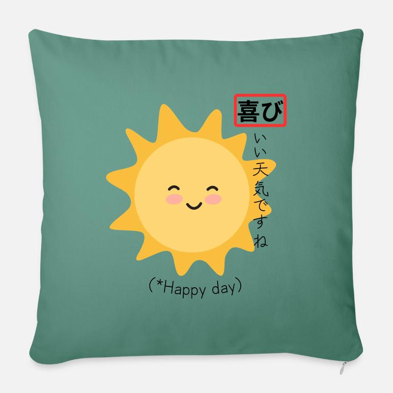 Happy day ! - Coussin et housse de 45 x 45 cm - vert sapin