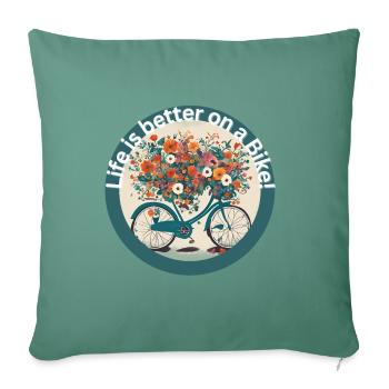 La vie est plus belle sur un vélo - Coussin et housse de 45 x 45 cm - vert sapin - Devant
