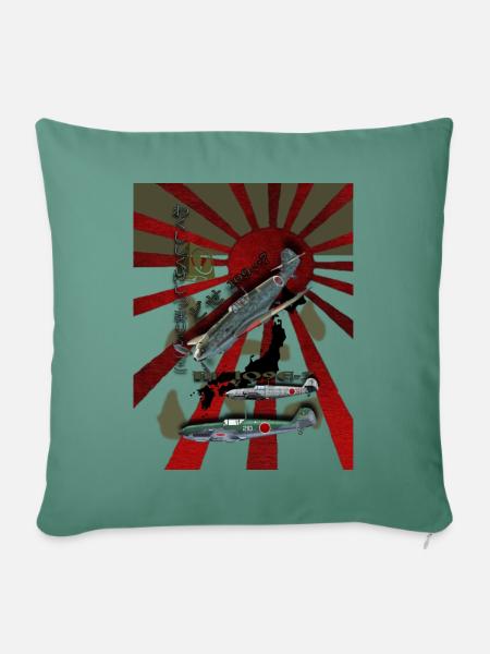 "Bf 109E-7" japanische Version - Sofakissen mit Füllung 45 x 45 cm - Tanngrün