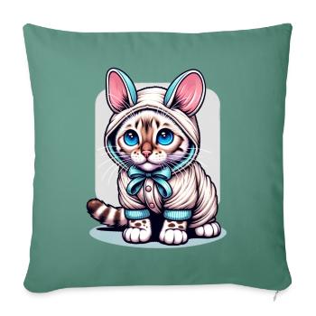 Snow bengal Kitten als Oster-Hase - Sofakissen mit Füllung 45 x 45 cm - Tanngrün - Vorne