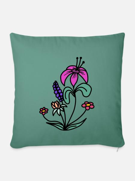 cute floral design - Sofakissen mit Füllung 45 x 45 cm - Tanngrün