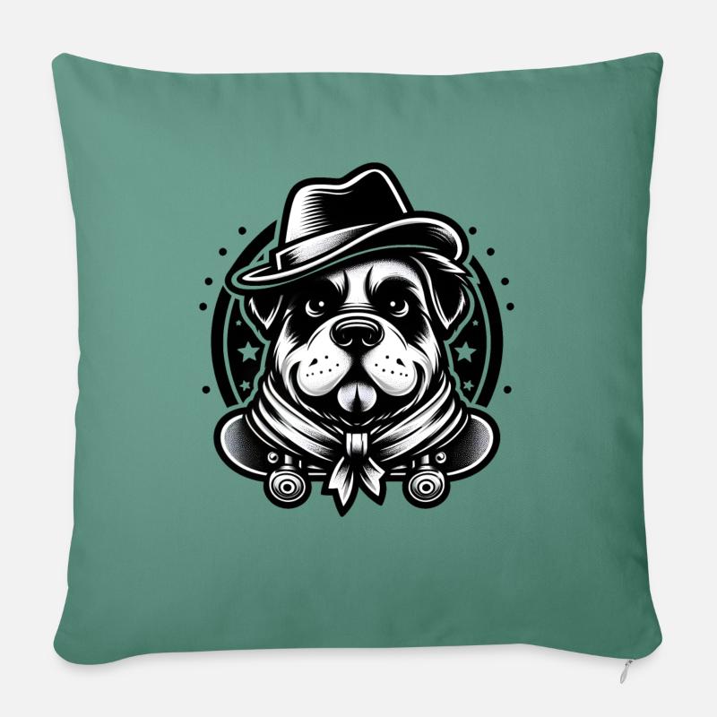 Chien de raie - Coussin et housse de 45 x 45 cm - vert sapin