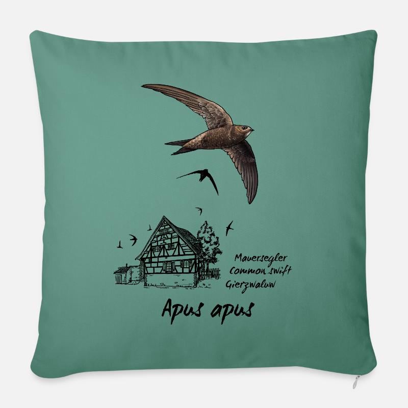 Swift avec maison à colombages - Coussin et housse de 45 x 45 cm - vert sapin