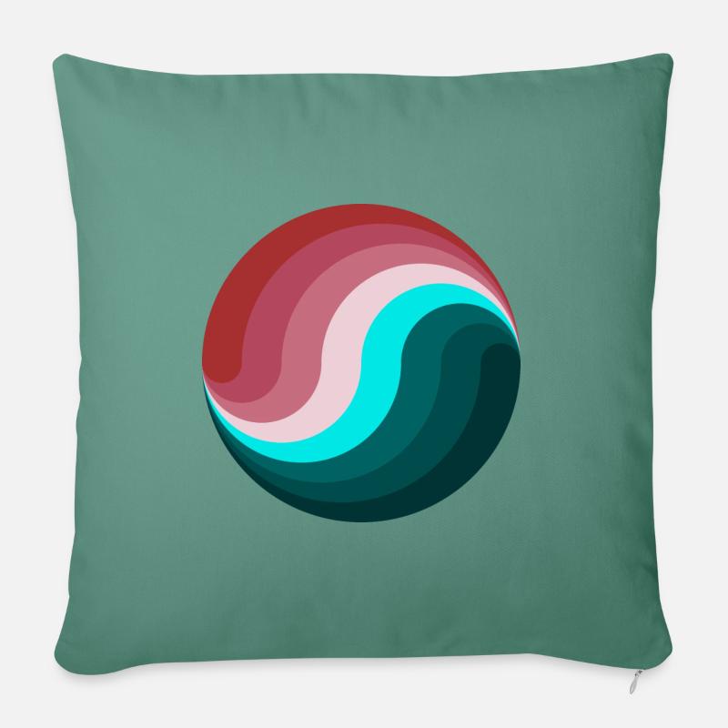 Vague encirclée rose et vert - Coussin et housse de 45 x 45 cm - vert sapin