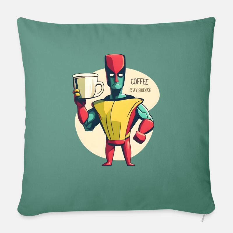 Héros du café - Coussin et housse de 45 x 45 cm - vert sapin