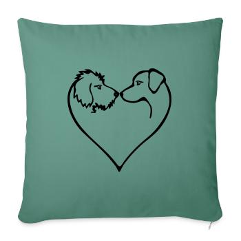 Coeur de chien 2 chiens - Changement de couleur - Coussin et housse de 45 x 45 cm - vert sapin - Devant