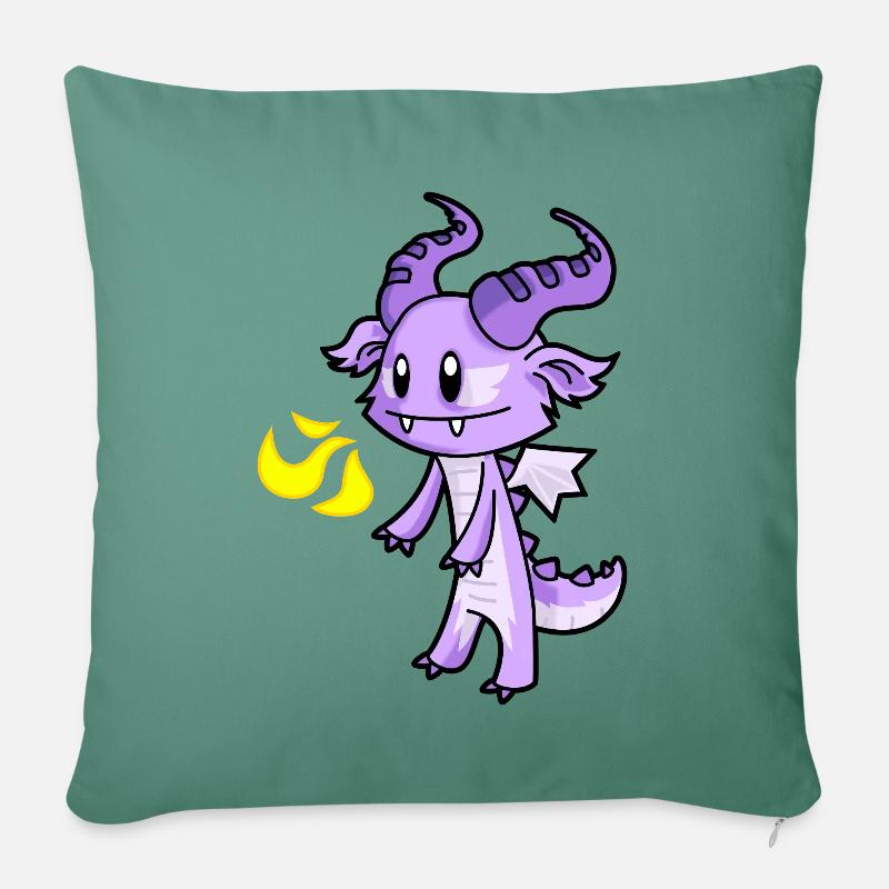 Dragon cracheur de feu - Coussin et housse de 45 x 45 cm - vert sapin