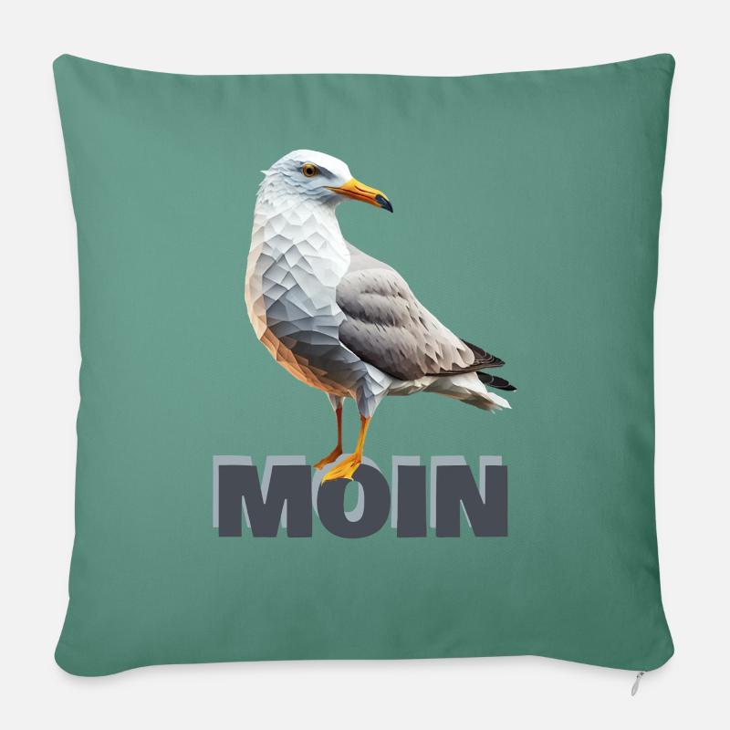 Moin Möwe Seemöwe Polygon Meer - Sofakissen mit Füllung 45 x 45 cm - Tanngrün