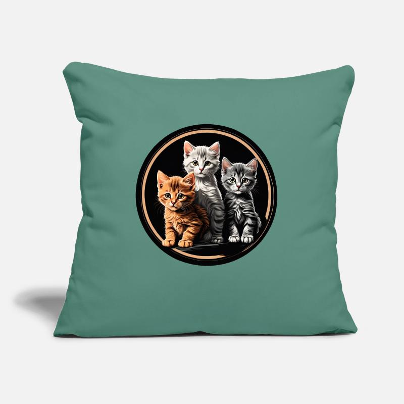 Three cute kittens in a round frame Sofa pillow with filling 45cm x 45cm